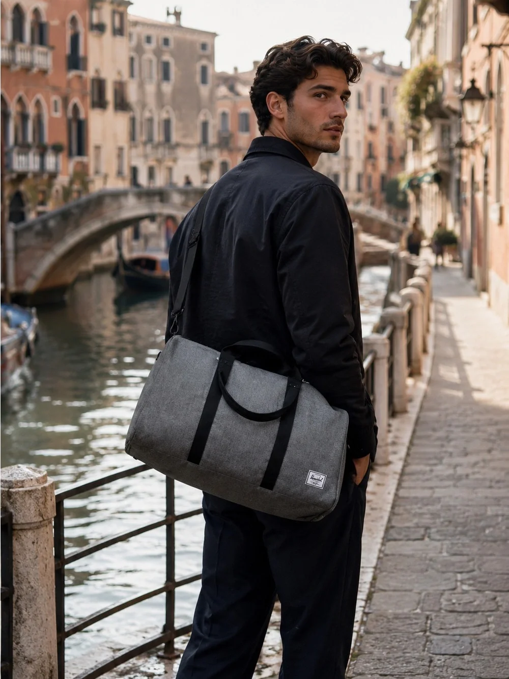 Herschel Supply Company Gray Novel Duffel with Black Accents